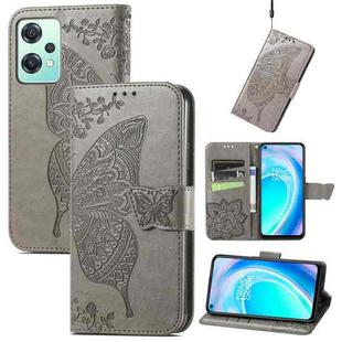 For OnePlus Nord CE 2 Lite 5G Butterfly Love Flower Embossed Flip Leather Phone Case(Gray)