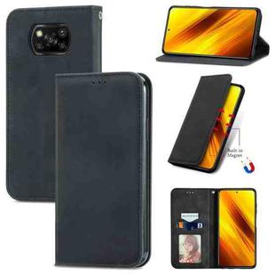 For Xiaomi Poco X3 NFC Retro Skin Feel Magnetic Leather Phone Case(Black)