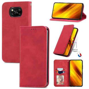 For Xiaomi Poco X3 NFC Retro Skin Feel Magnetic Leather Phone Case(Red)