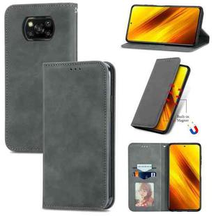 For Xiaomi Poco X3 NFC Retro Skin Feel Magnetic Leather Phone Case(Gray)