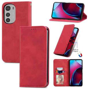 For Motorola Moto E32 Retro Skin Feel Magnetic Leather Phone Case(Red)