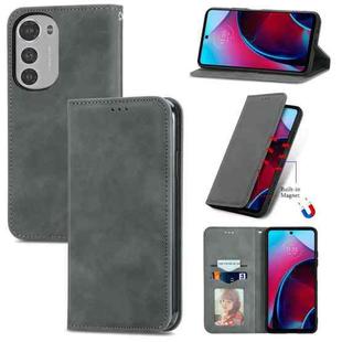 For Motorola Moto E32 Retro Skin Feel Magnetic Leather Phone Case(Gray)