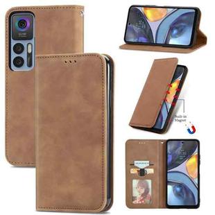 For TCL 30 5G / 30+ 5G Retro Skin Feel Magnetic Leather Phone Case(Brown)