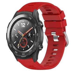 For Huawei Watch 2 20mm Solid Color Soft Silicone Watch Band(Red)