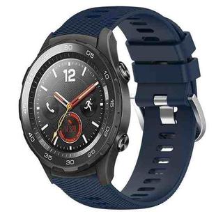 For Huawei Watch 2 20mm Solid Color Soft Silicone Watch Band(Midnight Blue)