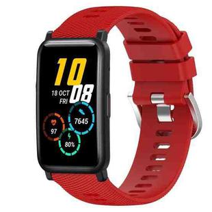For Honor Watch ES 20mm Solid Color Soft Silicone Watch Band(Red)