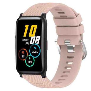 For Honor Watch ES 20mm Solid Color Soft Silicone Watch Band(Pink)