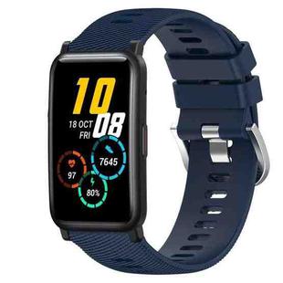 For Honor Watch ES 20mm Solid Color Soft Silicone Watch Band(Midnight Blue)