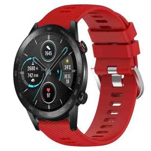 For Honor MagicWatch2 42mm 20mm Solid Color Soft Silicone Watch Band(Red)