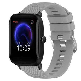 For Amazfit Pop Pro 20mm Solid Color Soft Silicone Watch Band(Grey)