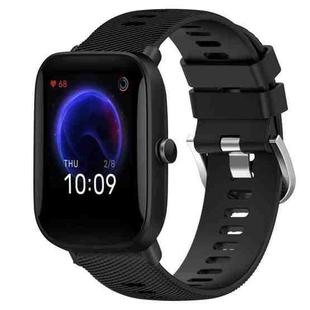 For Amazfit Pop Pro 20mm Solid Color Soft Silicone Watch Band(Black)