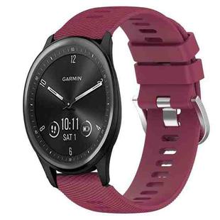 For Garmin Vivomove Sport 20mm Solid Color Soft Silicone Watch Band(Wine Red)