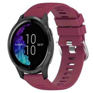 For Garmin Venu 20mm Solid Color Soft Silicone Watch Band(Wine Red)