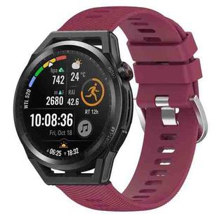 For Huawei Watch GT Runner 22mm Solid Color Soft Silicone Watch Band(Wine Red)