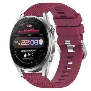 For Huawei Watch 3 Pro 22mm Solid Color Soft Silicone Watch Band(Wine Red)