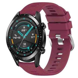 For Huawei GT2 46mm 22mm Solid Color Soft Silicone Watch Band(Wine Red)