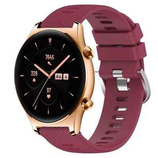 For Honor Watch GS 3 22mm Solid Color Soft Silicone Watch Band(Wine Red)