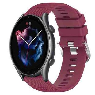 For Amazfit GTR 3 22mm Solid Color Soft Silicone Watch Band(Wine Red)