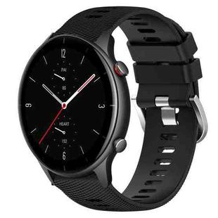 For Amazfit GTR 2e 22mm Solid Color Soft Silicone Watch Band(Black)