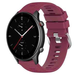 For Amazfit GTR 2e 22mm Solid Color Soft Silicone Watch Band(Wine Red)