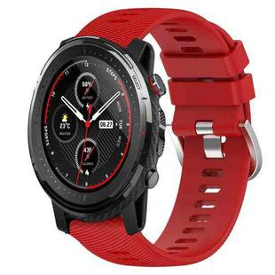 For Amazfit 3 22mm Solid Color Soft Silicone Watch Band(Red)