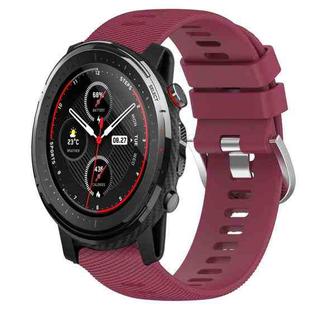 For Amazfit 3 22mm Solid Color Soft Silicone Watch Band(Wine Red)