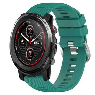 For Amazfit 3 22mm Solid Color Soft Silicone Watch Band(Green)