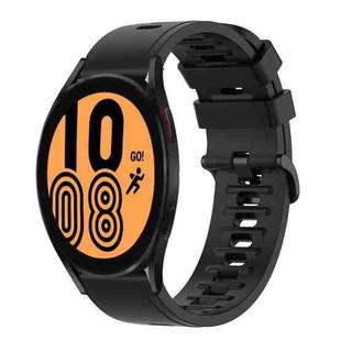 For Samsung Galaxy Watch 4 44mm 20mm Solid Color Soft Silicone Watch Band(Black)