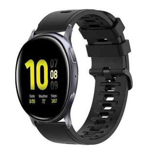 For Samsung Galaxy Watch Active 2 40mm 20mm Solid Color Soft Silicone Watch Band(Black)