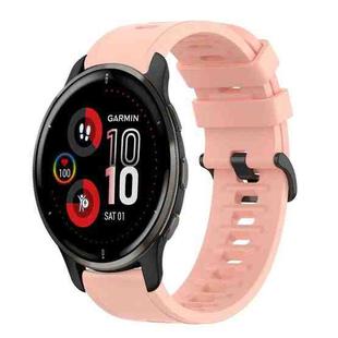 For Garmin Venu 2 Plus 20mm Solid Color Soft Silicone Watch Band(Pink)