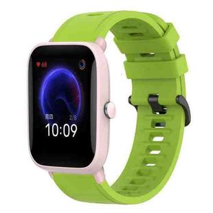 For Amazfit Pop Pro 20mm Solid Color Soft Silicone Watch Band(Lime Green)