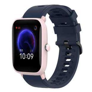 For Amazfit Pop Pro 20mm Solid Color Soft Silicone Watch Band(Midnight Blue)