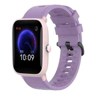 For Amazfit Pop 20mm Solid Color Soft Silicone Watch Band(Purple)