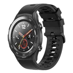 For Huawei Watch 2 20mm Solid Color Soft Silicone Watch Band(Black)