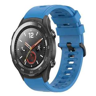 For Huawei Watch 2 20mm Solid Color Soft Silicone Watch Band(Blue)