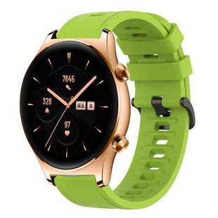 For Honor Watch GS 3 22MM Solid Color Soft Silicone Watch Band(Lime Green)