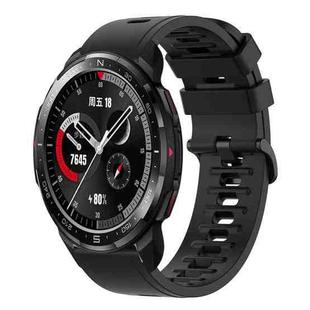 For Honor Watch GS Pro 22MM Solid Color Soft Silicone Watch Band(Black)