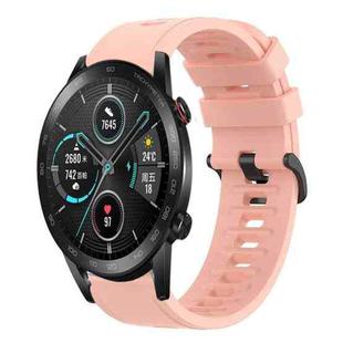 For Honor Magic Watch 2 46mm 22MM Solid Color Soft Silicone Watch Band(Pink)