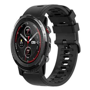 For Amazfit 3 22mm Solid Color Soft Silicone Watch Band(Black)