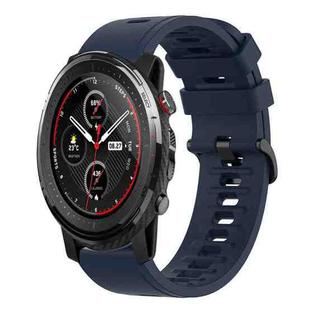 For Amazfit 3 22mm Solid Color Soft Silicone Watch Band(Midnight Blue)