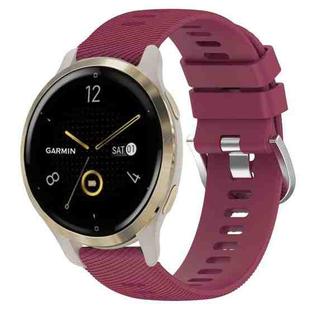 For Garmin Venu 2S 18mm Solid Color Silicone Watch Band(Wine Red)