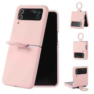 For Samsung Galaxy Flip 4 Silicone Integrated Ring Buckle Phone Case(Pink)