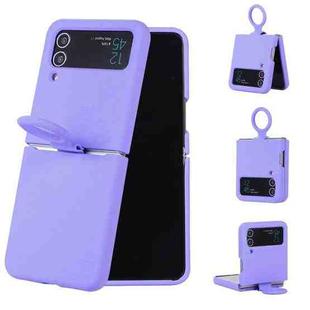 For Samsung Galaxy Flip 3 Silicone Integrated Ring Buckle Phone Case(Purple)