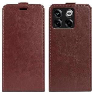 For OnePlus Ace Pro R64 Texture Single Vertical Flip Leather Phone Case(Brown)