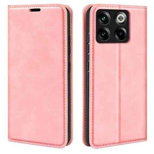 For OnePlus Ace Pro Retro-skin Magnetic Suction Leather Phone Case(Pink)