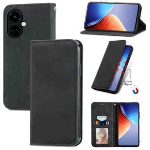 For Tecno Camon 19 Retro Skin Feel Magnetic Leather Phone Case(Black)