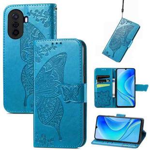 For Huawei Enjoy 50 Butterfly Love Flower Embossed Flip Leather Phone Case(Blue)