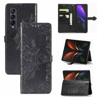 For Samsung Galaxy Z Fold4 Mandala Flower Embossed Leather Phone Case(Black)