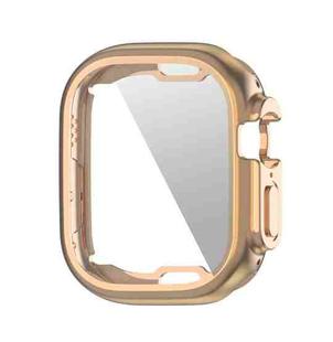 ENKAY Electroplated Soft TPU Case with Screen Film For Apple Watch Ultra 49mm(Rose Gold)