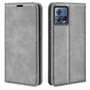 For Motorola Moto S30 Pro Retro-skin Magnetic Suction Leather Phone Case(Grey)